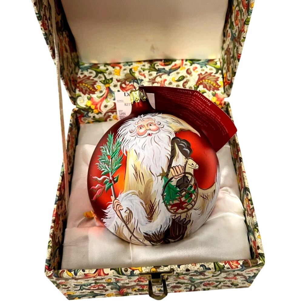 Dillard's 1998 “Natural Santa” 
Hand Painted Signed Christmas Ornament-NEW!